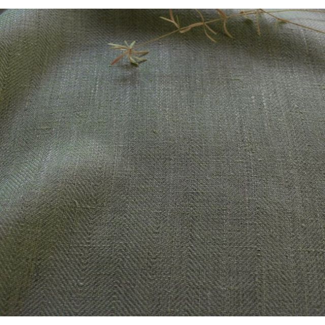 Meja Duck Egg - 100% Linen Herringbone fabric, Blue and Natural linen