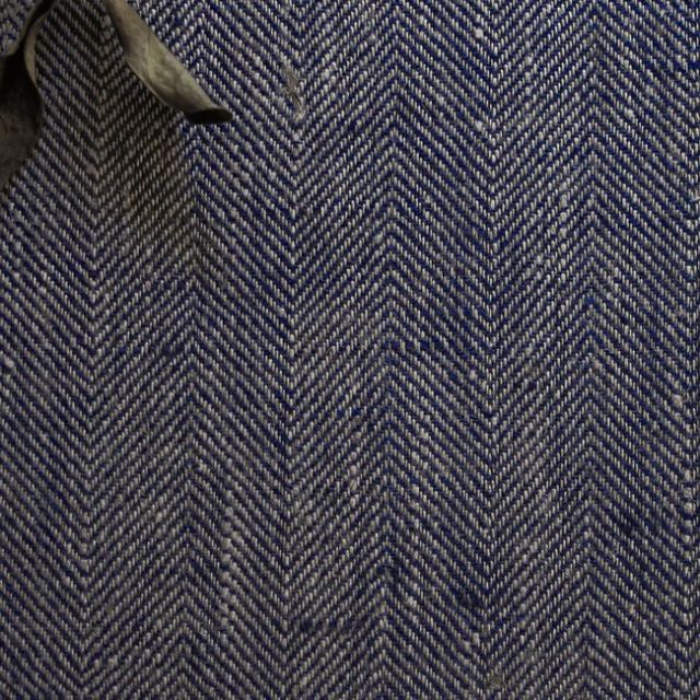 Meja Indigo - 100% Linen Herringbone fabric, Indigo blue and Natural linen