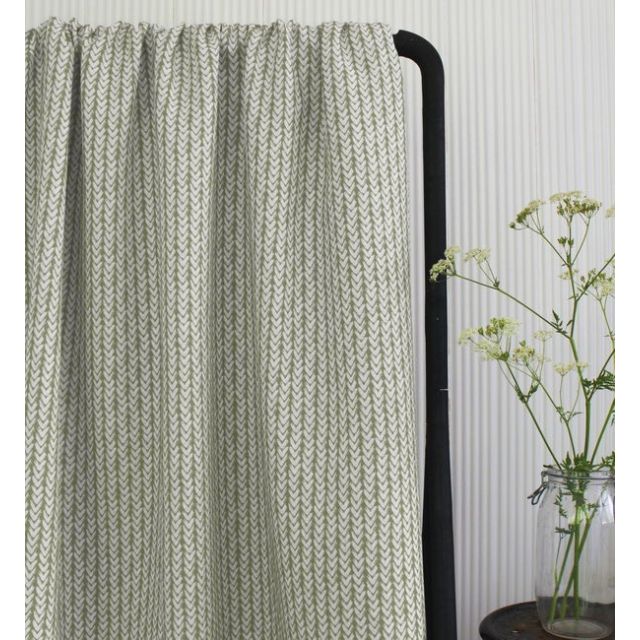 Fia Moss - Linen curtain fabric, abstract Green pattern