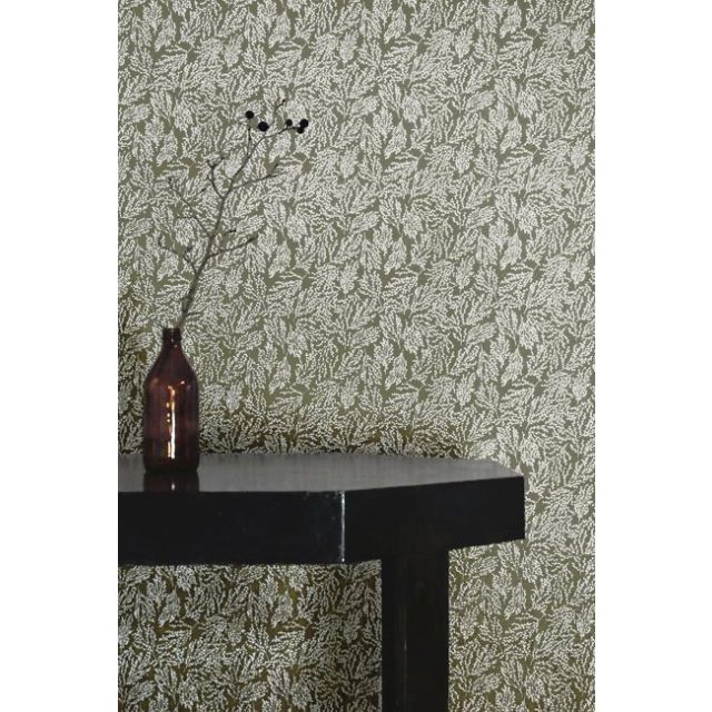 Lisbell Moss - Curtain fabric with Green botanical print