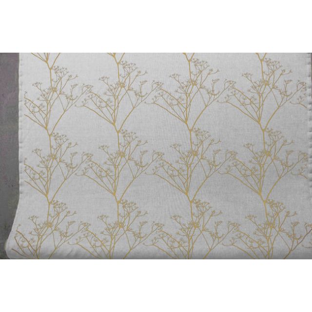 Chervil Mustard, Natural fabric with Mustard coloured print, repeat