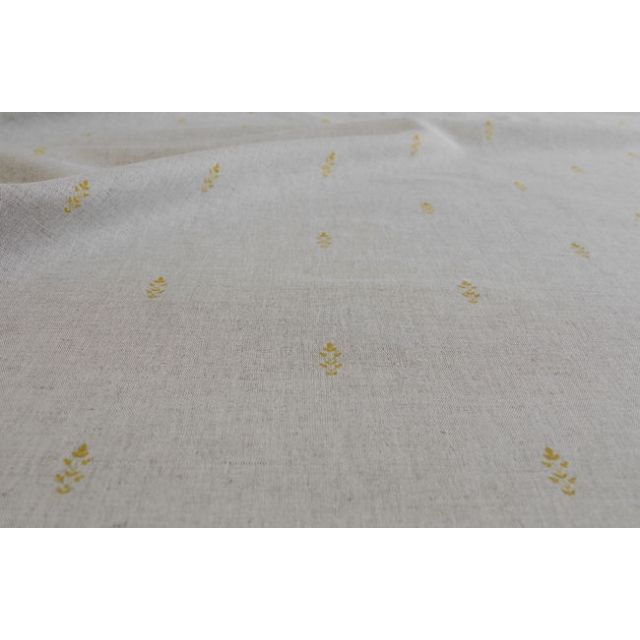Asli Mustard - Natural fabric with classical Yellow pattern