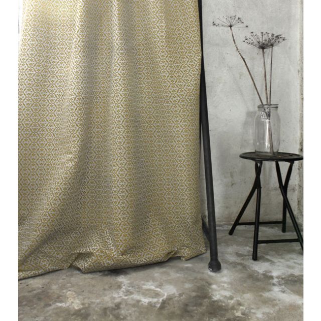 Brita Mustard - Curtain fabric printed with Mustard Yellow