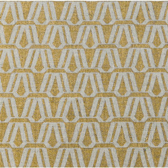 Elva Mustard - Natural curtain fabric, Yellow contemporary print
