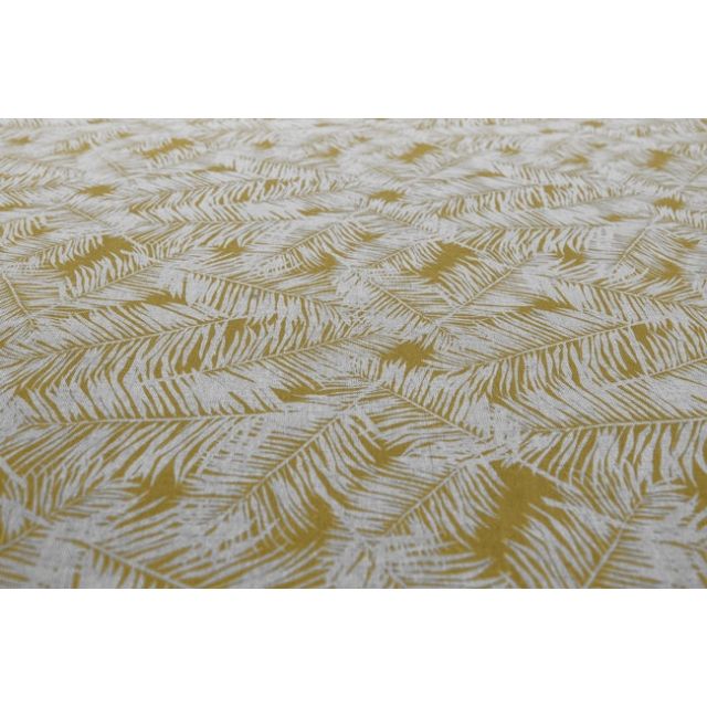 Gabi Mustard - Curtain fabric, Yellow botanical leaf pattern