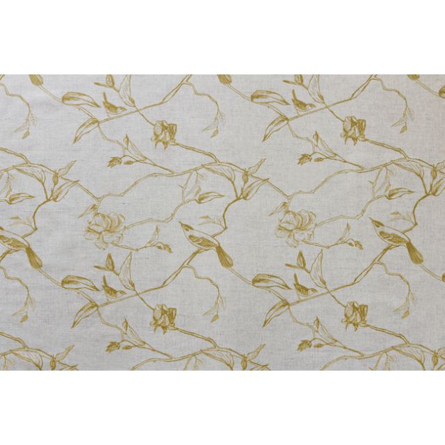 Gardenia Mustard - Yellow Botanical / bird pattern