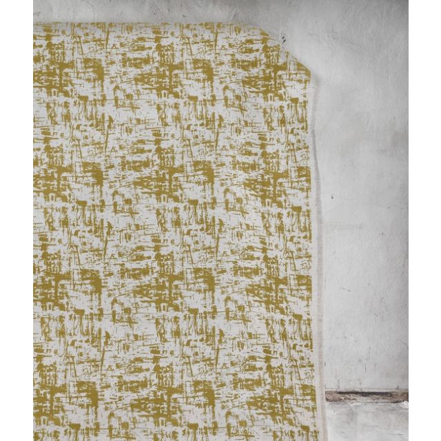 Grunge Mustard - Curtain fabric, abstract Yellow pattern