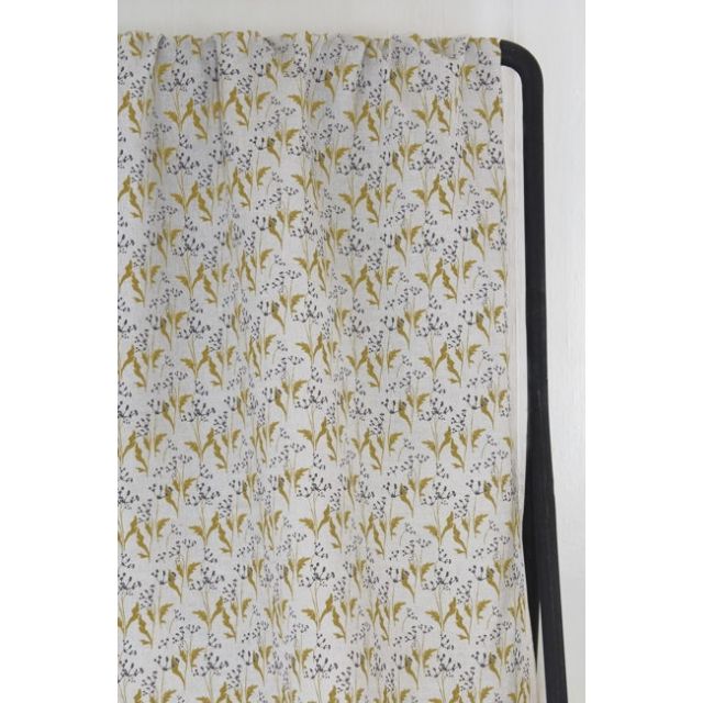 Henrika Mustard - Curtain fabric with Yellow and Black print