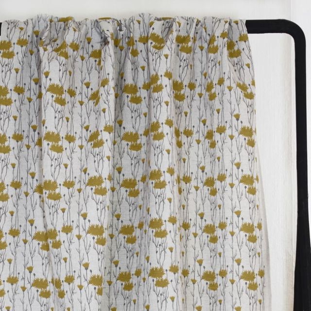 Margrete Mustard - Curtain fabric with Yellow print