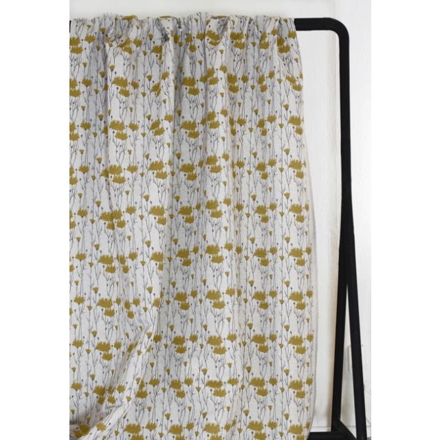Margrete Mustard - Curtain fabric with Yellow print