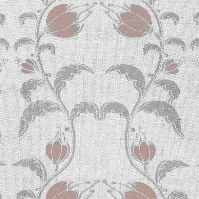 Dana New Blush - Curtain fabric with pink / grey flower print