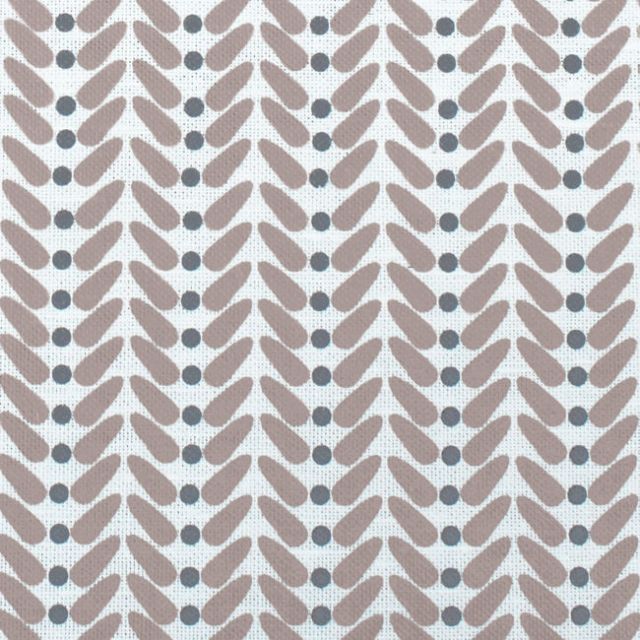 Hilda New Blush - White Linen fabric printed with pale Pink and Grey