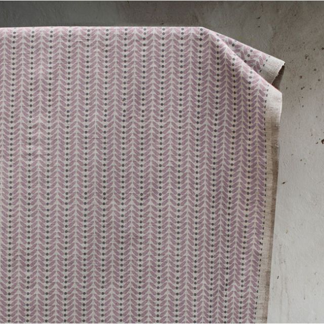 Hulda New Blush - Fabric for curtains printed with Pale Pink and Grey