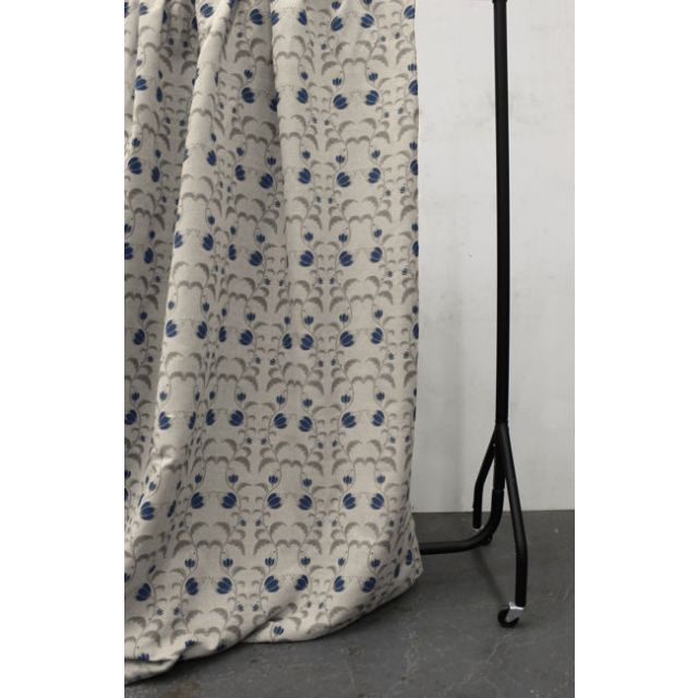 Dana Night Blue - Curtain fabric with dark blue / grey print