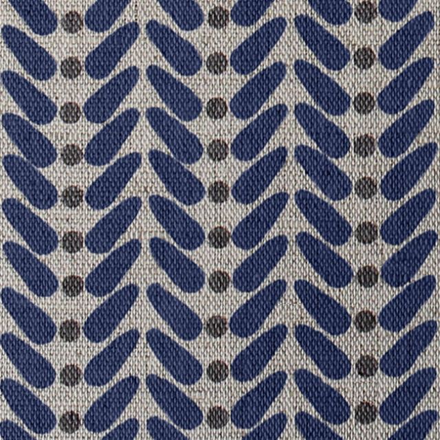 Hulda Night Blue - Natural Fabric printed with Dark Blue and Grey