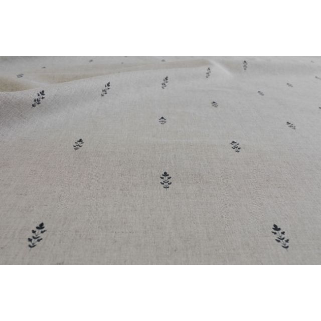 Asli Noir - Natural fabric with classical Black pattern