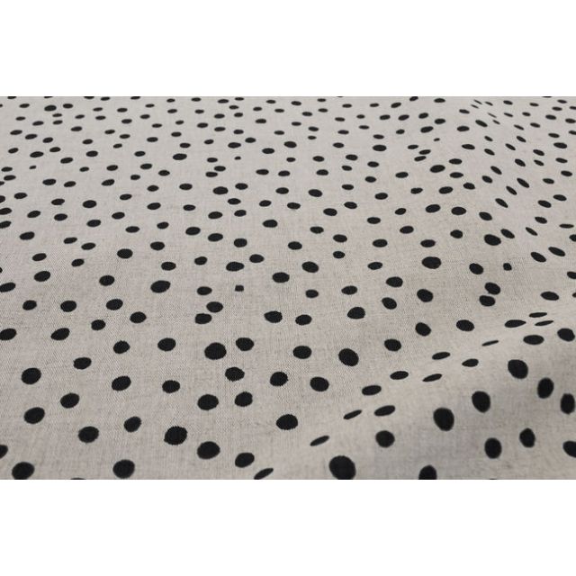 Dottie Noir - Dotted curtain fabric with Black dots 