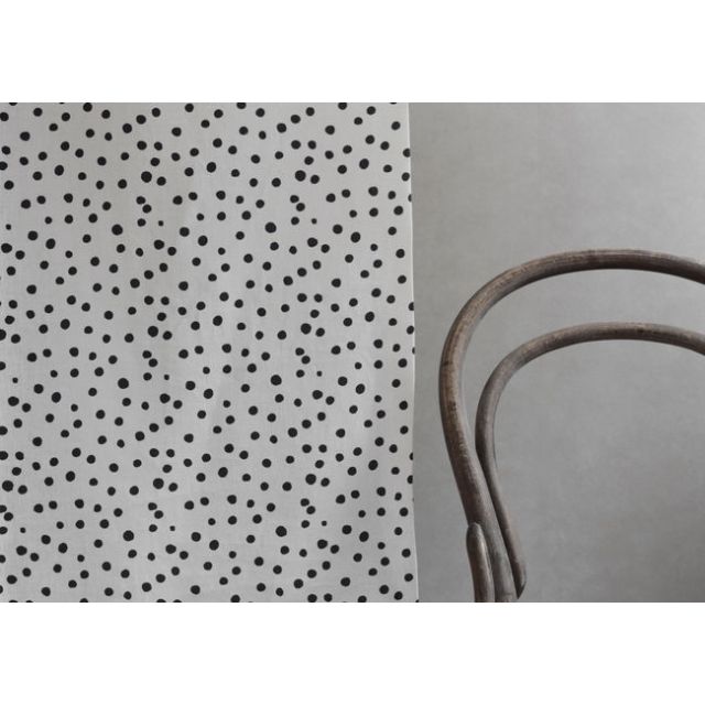 Dottie Noir-WHT - Dotted fabric with Black spots, 100% Linen