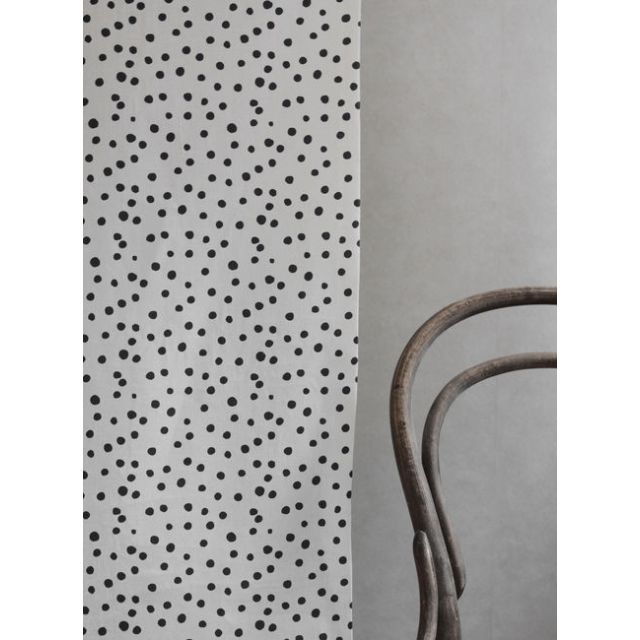 Dottie Noir-WHT - Dotted fabric with Black spots, 100% Linen