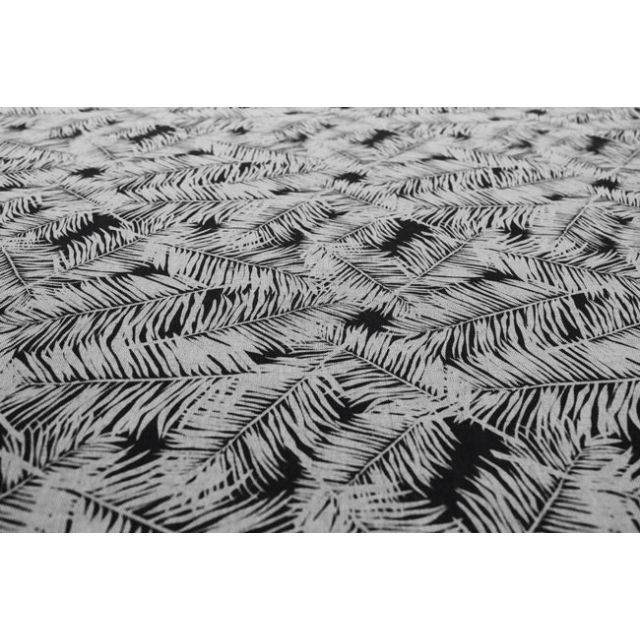 Gabi Noir - Curtain fabric, Black botanical leaf pattern