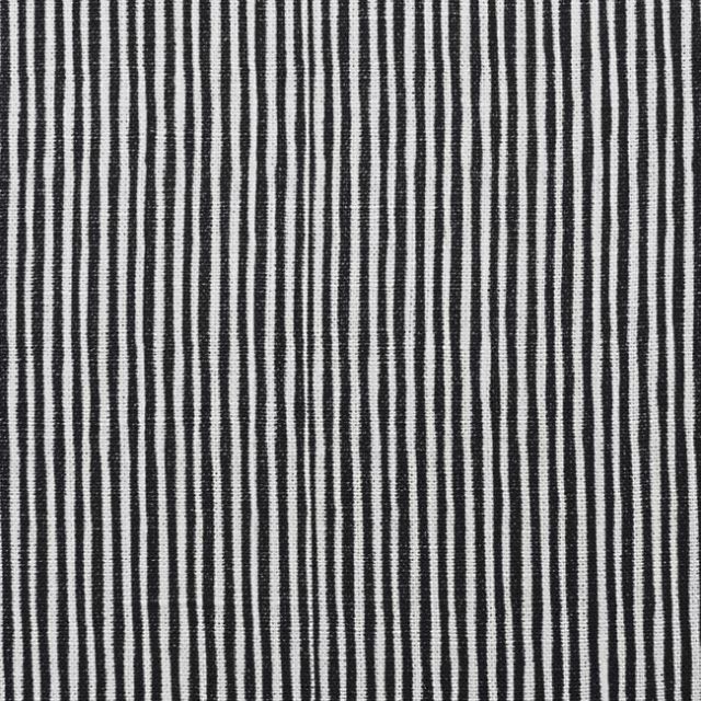 Maisa Noir - Linen curtain fabric, Black stripes