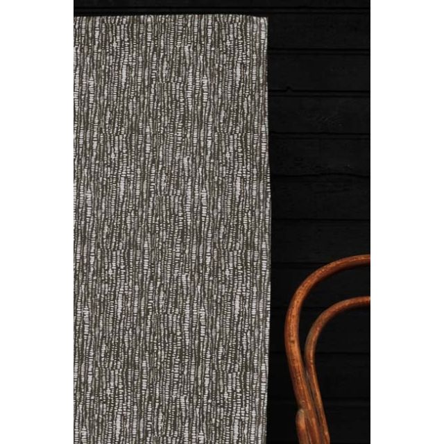 Dora-INV-WHT-Nougat - White fabric with Brown Abstract Print, 100% Linen