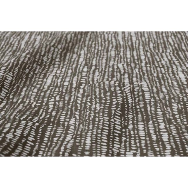 Dora-INV-WHT-Nougat - White fabric with Brown Abstract Print, 100% Linen