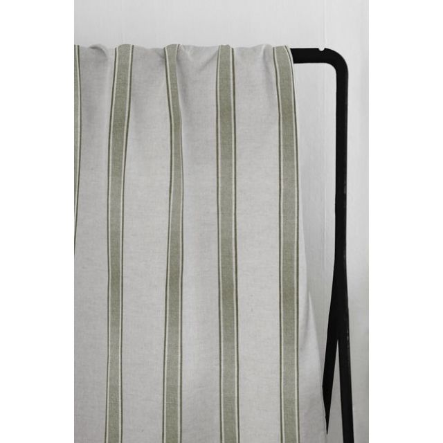 Bella Olive - Curtain fabric with Green stripes