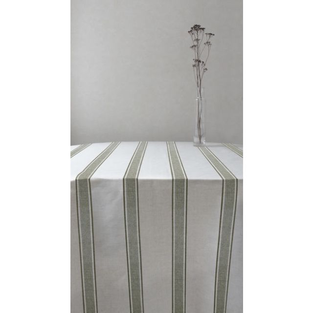 Bella Olive - Curtain fabric with Green stripes