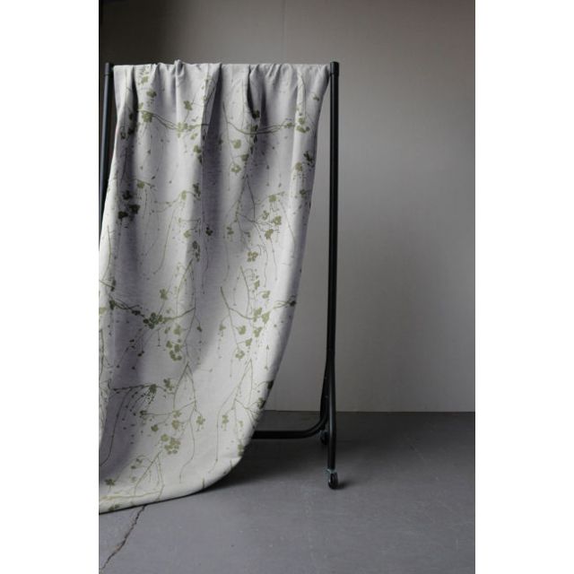 Berry Olive - Curtain fabric with Green Botanical print
