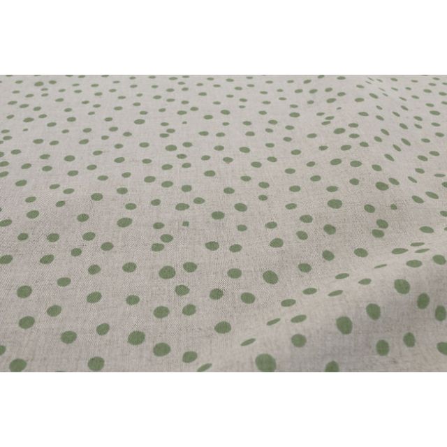 Dottie Olive - Dotted curtain fabric with Green dots 