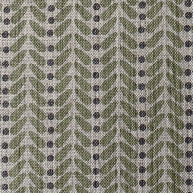 Hulda Olive - Fabric for curtains printed with Olive Green and Grey
