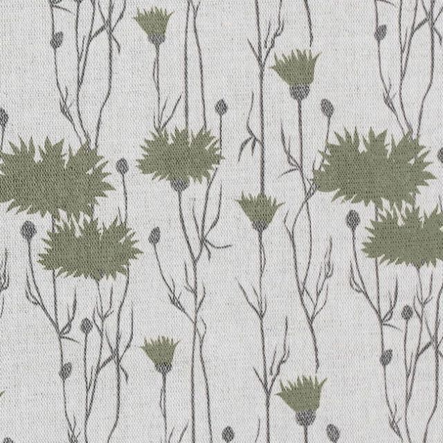 Margrete Olive - Curtain fabric with Green print