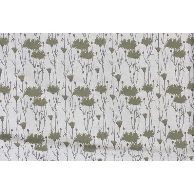 Margrete Olive - Curtain fabric with Green print