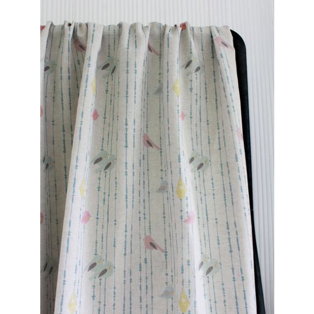 Birds Blue - Curtain fabric, Blue birds and pearls pattern - Kids print!
