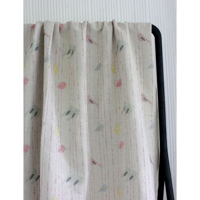 Birds Pink - Curtain fabric, birds and pink pearls pattern - Kids print!