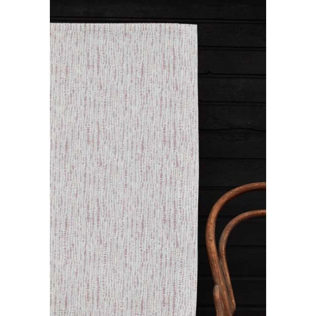 Dora-WHT-Peony - White fabric with Pale Pink Abstract Print, 100% Linen