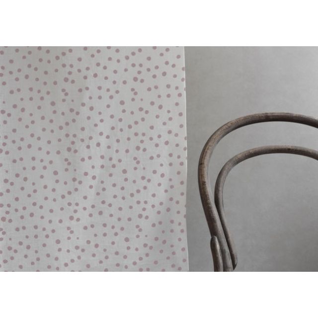 Dottie Peony-WHT - Dotted fabric with Pink spots, 100% Linen