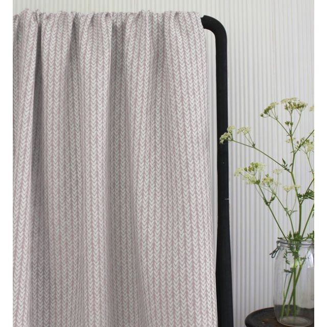 Fia Peony - Linen curtain fabric, abstract Pink pattern