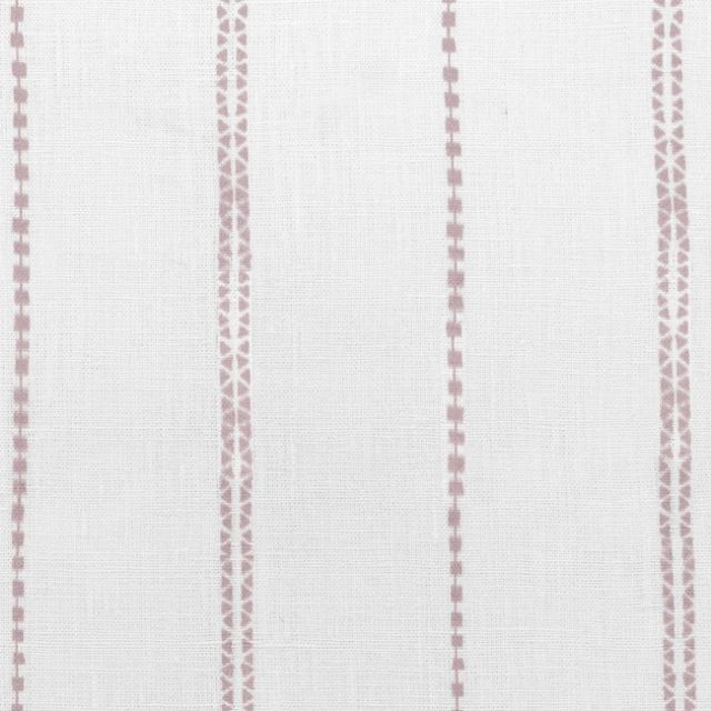 Inga Peony - White fabric with Pink decorative stripes, 100% Linen