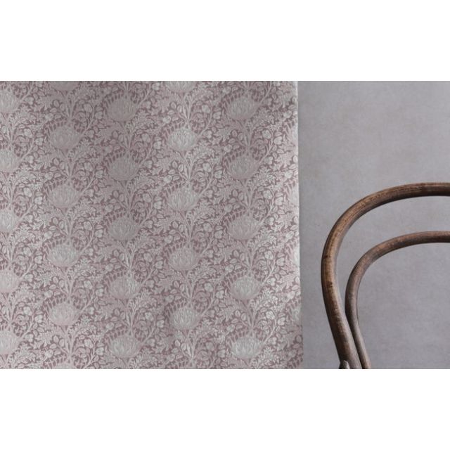 Katarina Peony - White linen fabric with Pink floral print