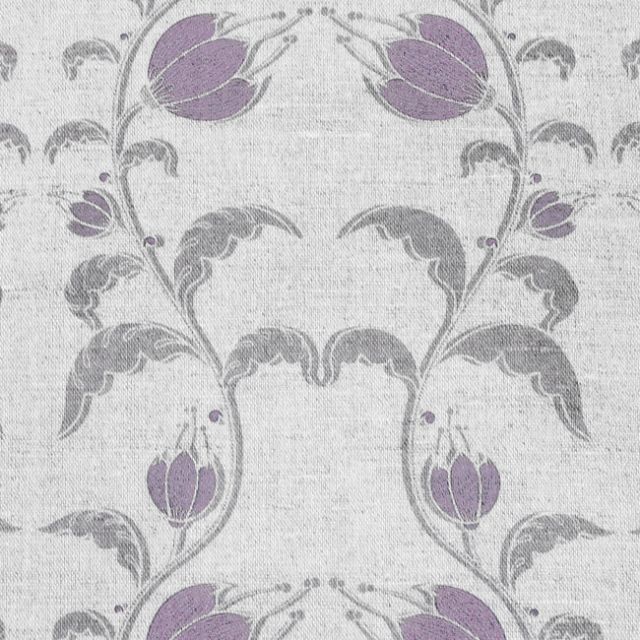 Dana Powder Plum - Curtain fabric with dusty purple / grey flower print