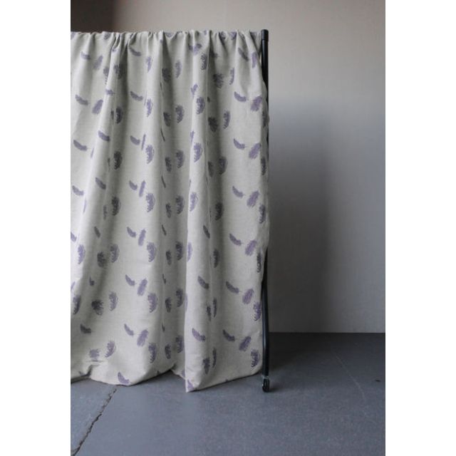 Feathers Powder Plum - Curtain fabric with dusty purple feathers print