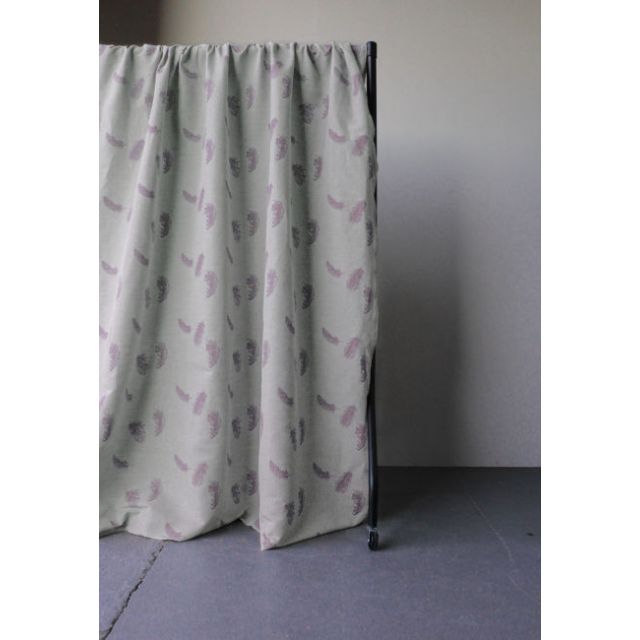 Feathers Powder Rose - Curtain fabric with dusty pink feathers print