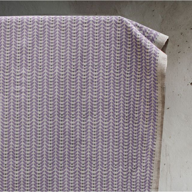 Hulda Powder Plum - Fabric for curtains printed with Pale Purple and Grey