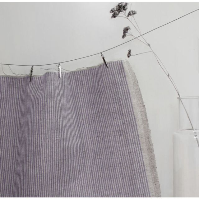 Laila Powder Plum - Curtain fabric with faded Purple stripes