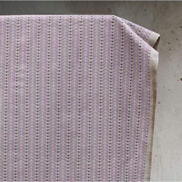 Hulda Powder Rose - Fabric for curtains printed with Pink and Grey