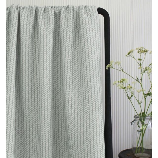 Fia Sage - Linen curtain fabric, abstract Green pattern