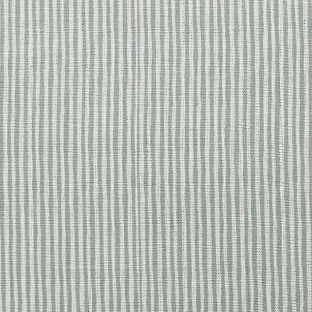 Maisa Sage - Linen curtain fabric, Green stripes