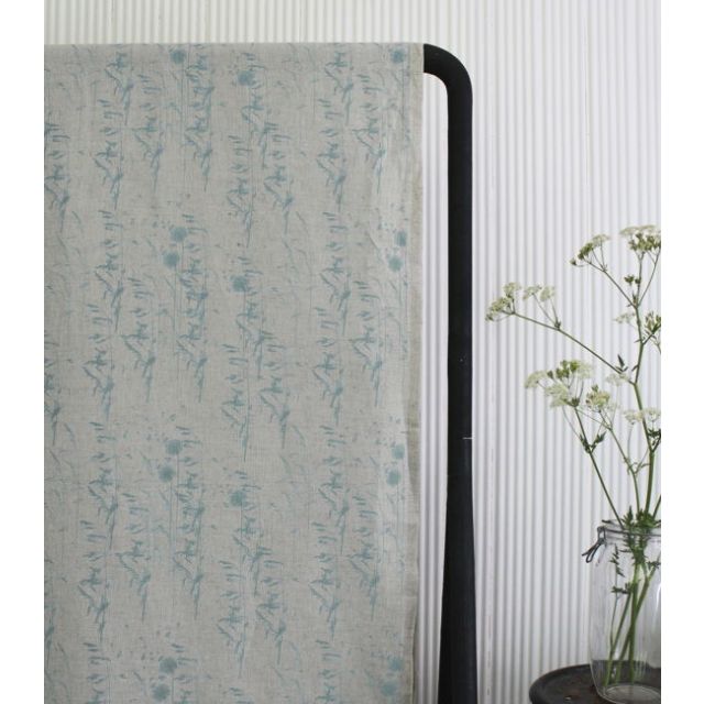 Breeze Sea Breeze - Curtain fabric with Light Blue botanical pattern